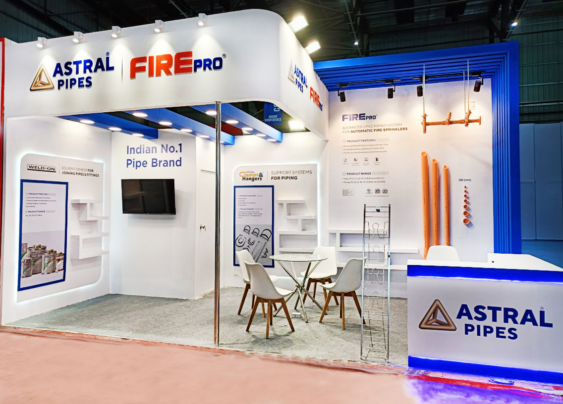 Custom trade show booth by Silverline. Astral Pipes at Fire Expo, view 3